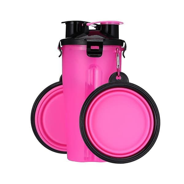 [LCS] Hundevannflaske med 2 sammenleggbare skåler pink