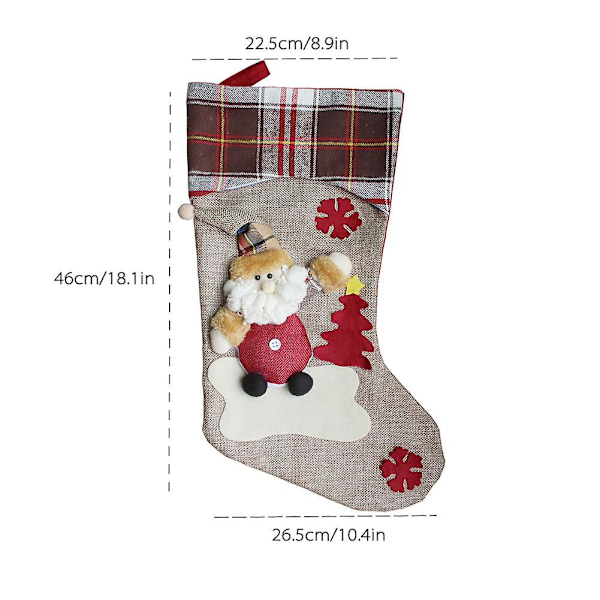 3 st/set Julhängande Strumpor Tomte Snögubbe Ren Gåva Anti-Flash White
