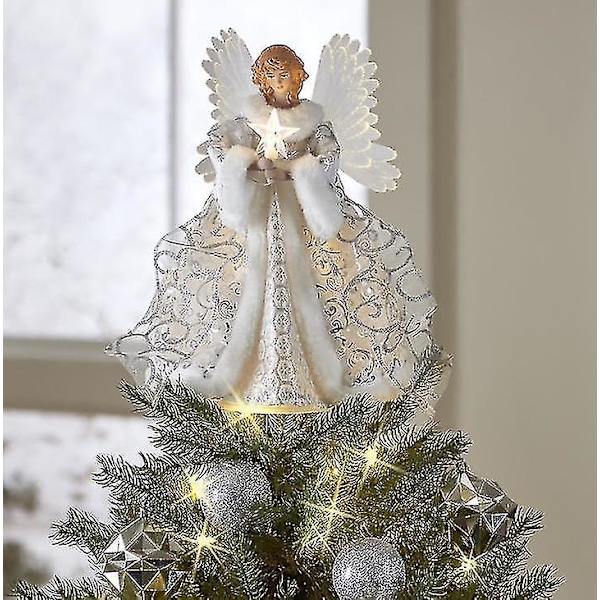 Julängel Trädtopp, Ängel Trädtopp Hem Juldekoration Ornament White