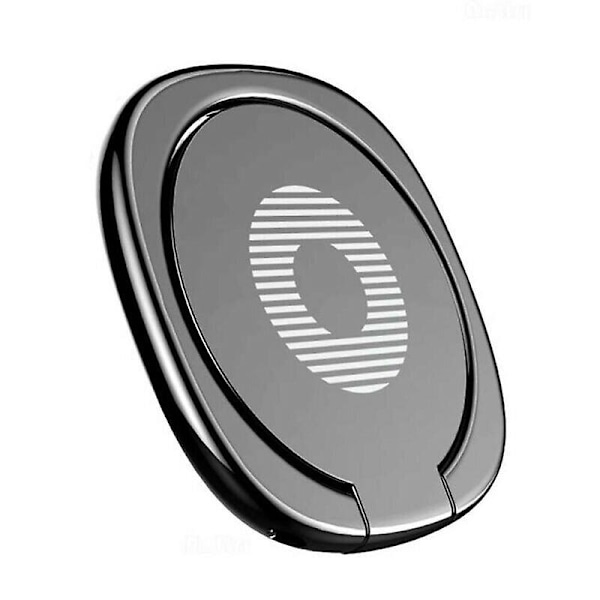(Musta) Magneettinen matkapuhelimen pöytäteline 360° kääntyvä erittäin ohut sormuspidike
