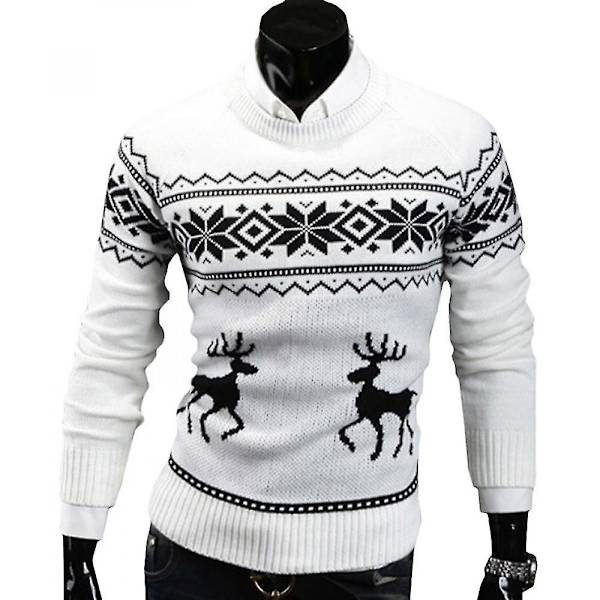 Herr Jul Tröja Sweater Pullover Toppar White L