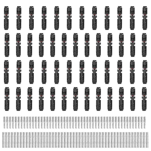 50 par solcelleforbindere han/hun solcellepanelkabelstik terminal ip67 vandtæt [MI] Black 50 Pairs
