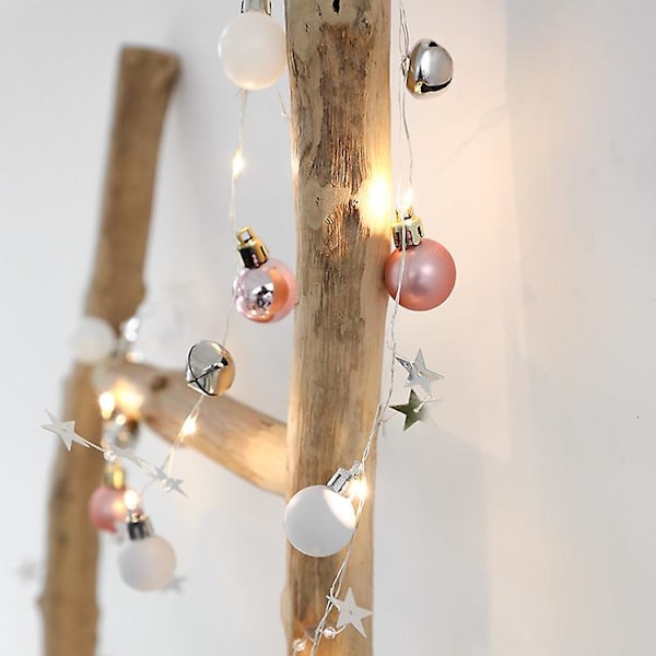 Julgirlang Ljusslinga 2m Batteridriven Med Rosa Sfärer 20 LED Kompatibel med Juldekor Öppen Spis Dörr