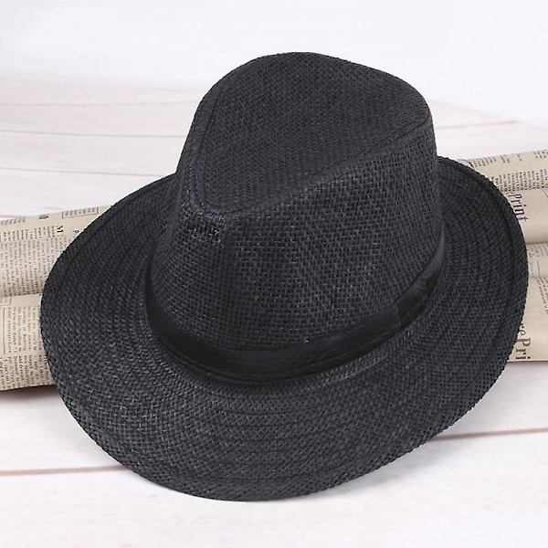 Herre Panama-hatt i strå, håndlaget cowboyhatt, sommer strandreise solhatt