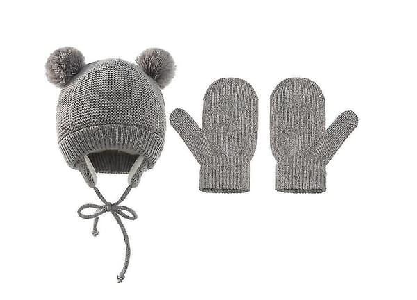 [LCS] Vinter Børn Polar Fleece Blød Varm Hue Handsker Sæt gray