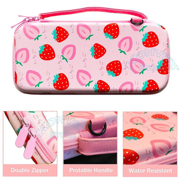 För nintend switch rosa kawaii case cover ns söt förvaring eva reseväska & pc hårt skal för nintendo switch spelkonsol 5 in 1 green