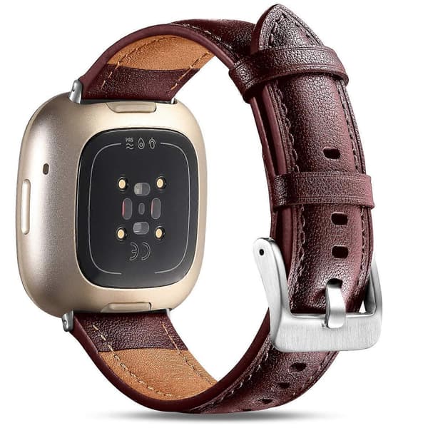 [LCS] Til Fitbit Versa 4/Fitbit Sense 2 Urrem Ægte Koskind Læder Armbånd Multicolor Style D
