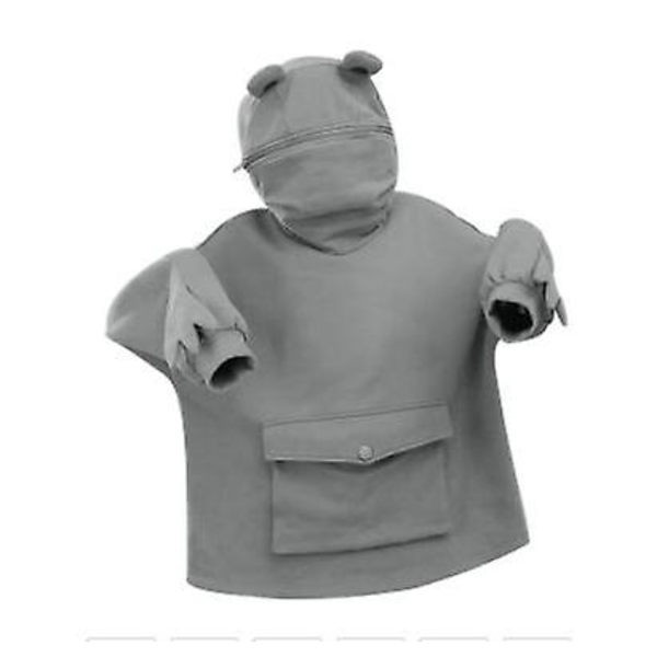 Huppari Söpö Sammakko Syksy Naisten Paksu Naisten Tikkaus Kolmiulotteinen Tasku Hupulliset Collegepaidat Joululahja gray 3XL