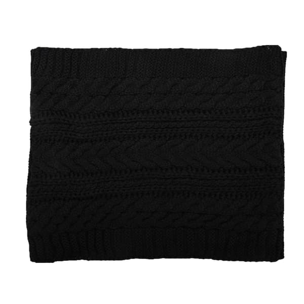 [LCS] Kvinders tykke ribstrikkede vinter-infinity-cirkeltørklæde Black