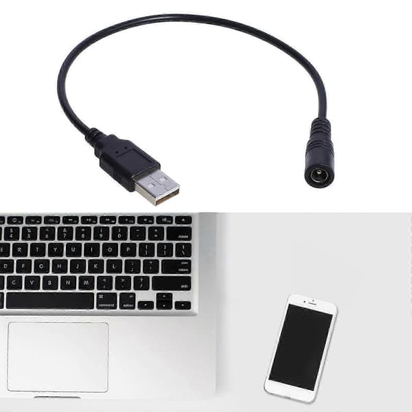 USB til DC-strømkabel, DC5.5x2.1mm hun USB han DC5V strømforsyning opladningsadapterkabel til USB-blæser/højttaler Multicolor