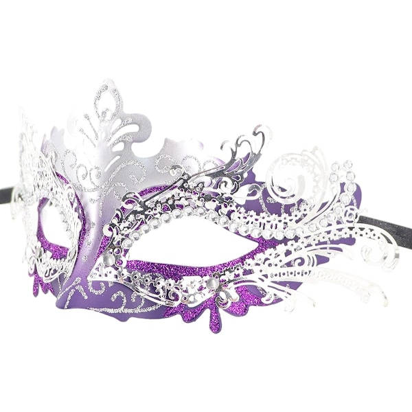 Naamiaismaski metallinen rauta perhonen tanssiaismaski (hopea violetti) 2 kpl Silver purple