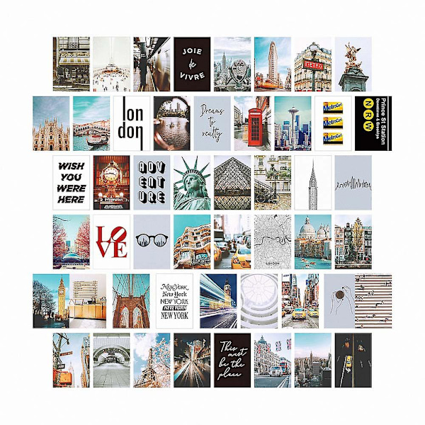 Estetiska Bilder 50 st 10x15cm Väggcollage Kit City