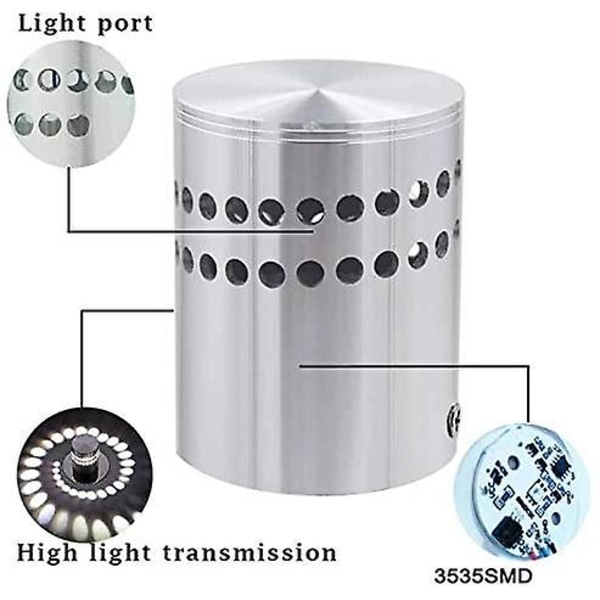 Vägglampa Interiör LED Modern Effekt 3w Kallvitt Ljus Aluminium Dekorativ Vägglampa Atmosfärlampa