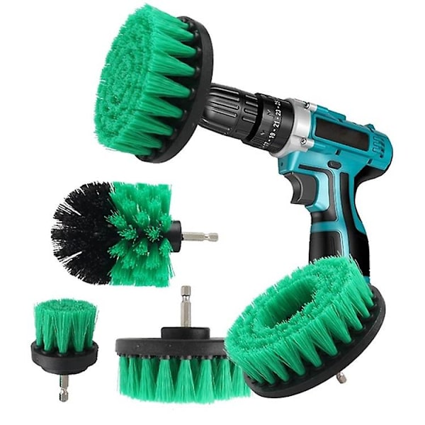 5 st. 1 Set 2/3.5/4/5'' Borstfäste Set Power Scrubber Borste Bilpolerare Badrumsrengöringskit Green