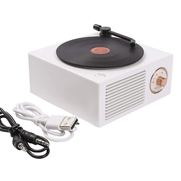 Bluetooth-langaton kaiutin, retro vinyylilevy CD-tyylinen soitin. White