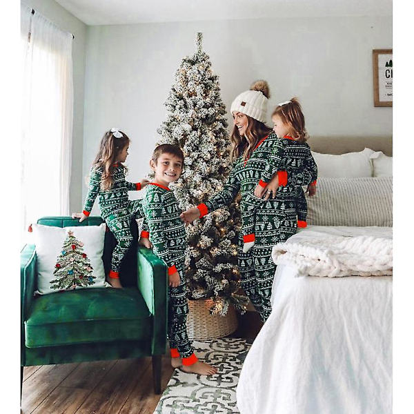 Jul Familj Julgran Tryck Pyjamas Matchande Set Kids 9T