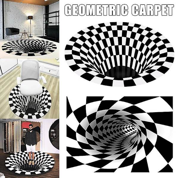 Vortex Illusion Matta 3D Trap Effekt Tryck Matta Sovrum Vardagsrum Arbetsrum Golvmatta 50cm round