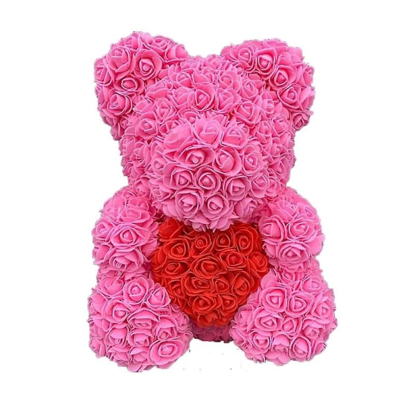 Het alla hjärtans dag present 40 cm konstgjord roshjärta Nalle handgjord för kvinnor bröllopsdagspresent Pink Red H