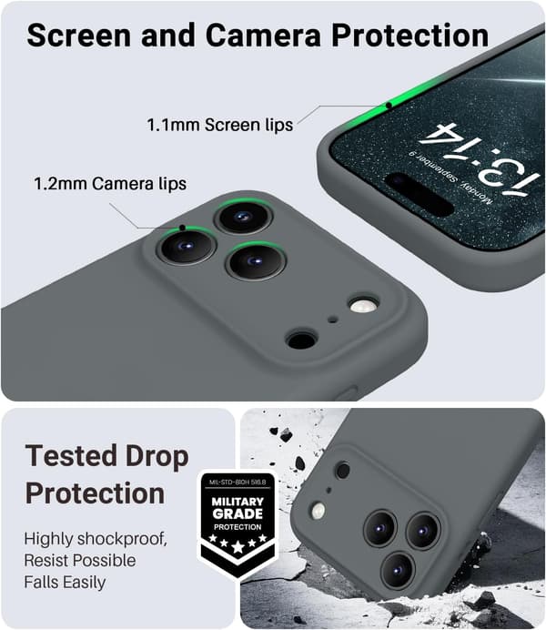 [LCS] Magsafe-kompatibelt ultratyndt cover til iPhone 17 Pro Max - Blød silikone iPhone 17 Pro Max iPhone 17 Pro Max Gris anthracite