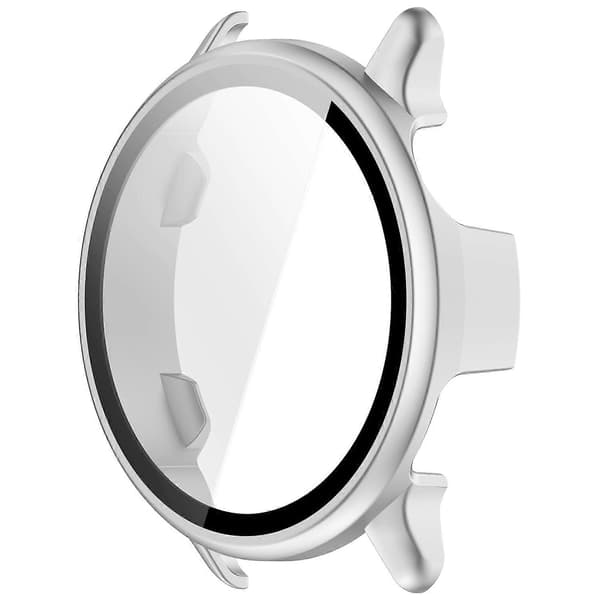 Garmin Vivoactive 6 -kova PC-kotelo, täysi kellon suojus karkaistulla lasikalvolla Multicolor Matte Silver