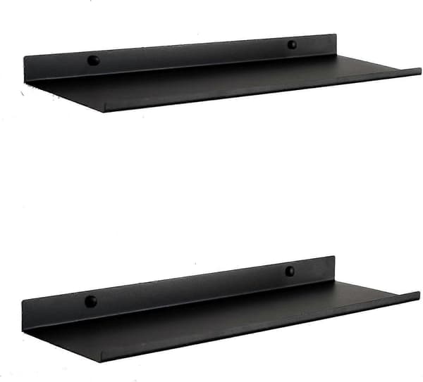 Musta metallinen seinähylly | 2 kelluvan hyllyn setti 50 cm