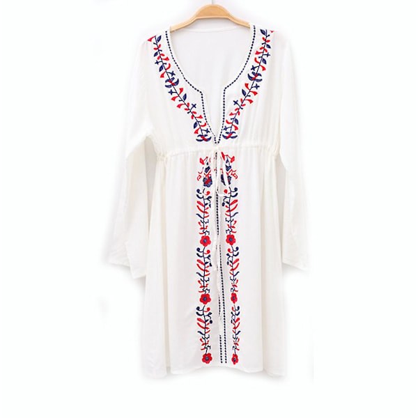 Sommer Strandtøj Kaftan Broderi V-hals Solcreme Badedragt Biki