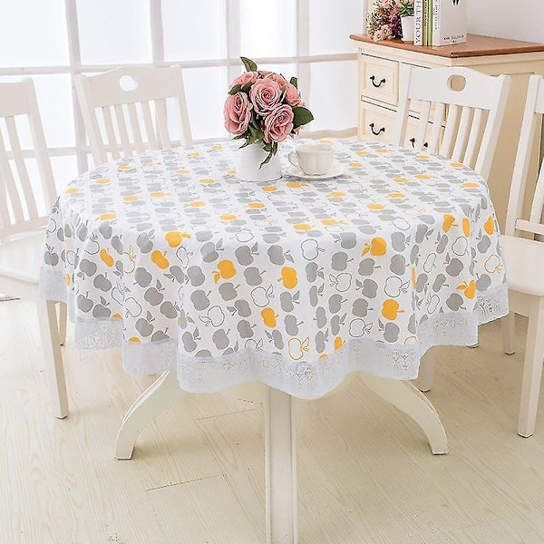 137cm Rund Pastoral Plastduk Vattentät PVC Blommig Tryckt Rund Bordsduk Hem Bröllop lace108