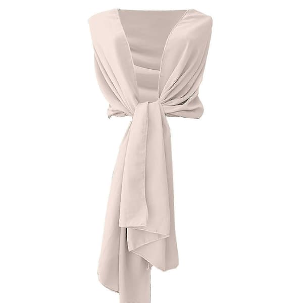 Elegant Chiffon Brudesjal til Aftenkjoler, Silkeblødt Bryllupstørklæde i Beige Beige