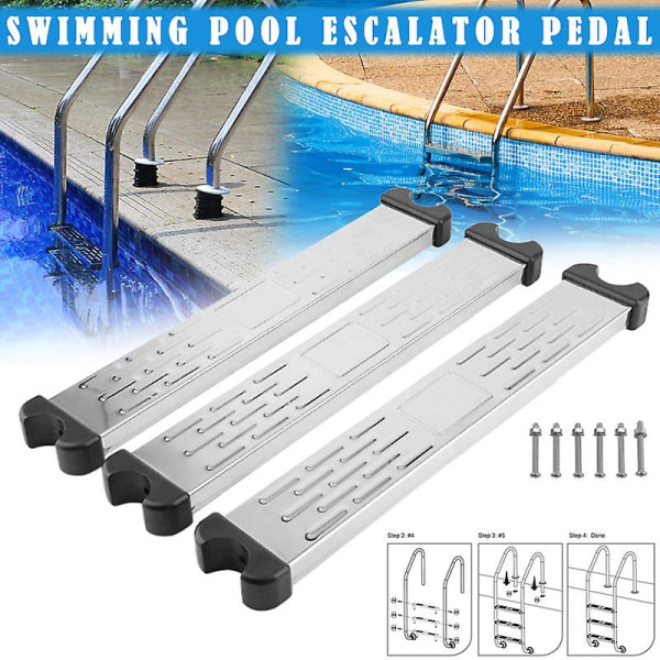 Poolstege Pedal i Rostfritt Stål Halkfri Ersättning Hållbara Pooltillbehör Enkel Installation