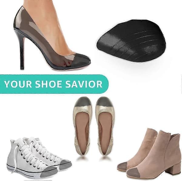 [LCS]Skofyldningsindlæg 2 par, tåpudeindlæg til at få store sko til at passe, bløde halvstørrelsesindlæg til løse sko 2Pairs Black rounded