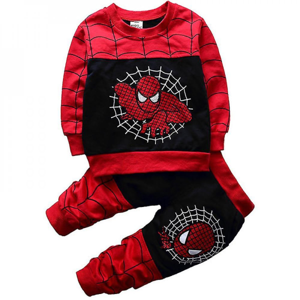Barn Pojkar Spiderman Sportkläder Tröja Väst Byxor Kostym Kläder Black 9-12 Months