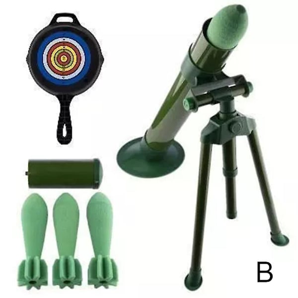 Skummortelgranatkastare med måltavla & 3 x Mjuka simuleringsraketer för barn Justerbar skjutning B