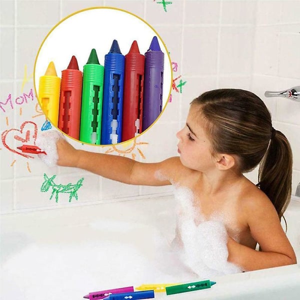 6st Tvättbar Crayon Barn Baby Bath Time Paints Ritpennor Leksak för Halloween Makeup