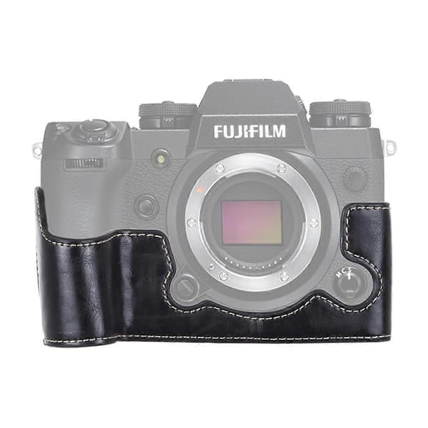 1/4 tomme gevind PU læder kamera halvtaske base til FUJIFILM X-H1 Black