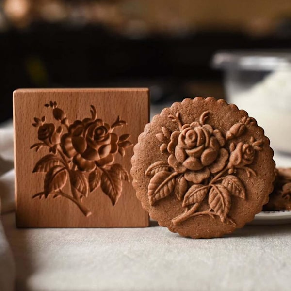 Träbakform Mould form Rose Cookie Träpepparkakor Rose