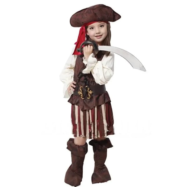 Tyttöjen Elis Merirosvokapteeni Cosplay Puku Lasten Halloween Purim Karnevaalijuhla Mekko Karibian Merirosvot Kapteeni Vaatteet S Pink S