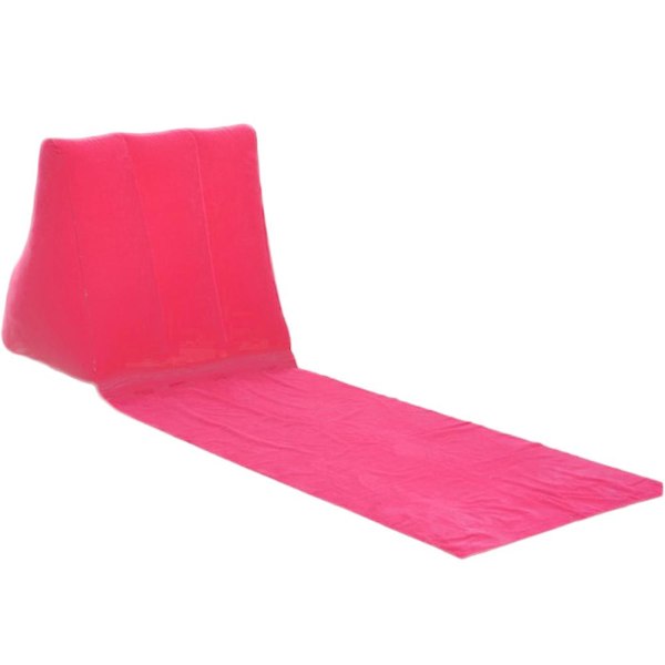 Oppustelig Strand Loungemadras Pude Pvc Blød Fritidsstol Sæde Til Camping Udendørs Rose Red