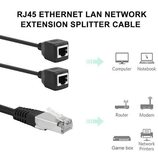 1 Uros - 2 Naaras RJ45 Ethernet Verkkokaapelin Jatkojakaja