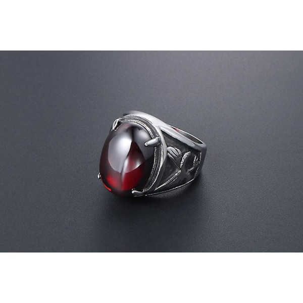 Creative Ring för män Titanium Steel Eagle Röd och Svart Inlagd A RED 11