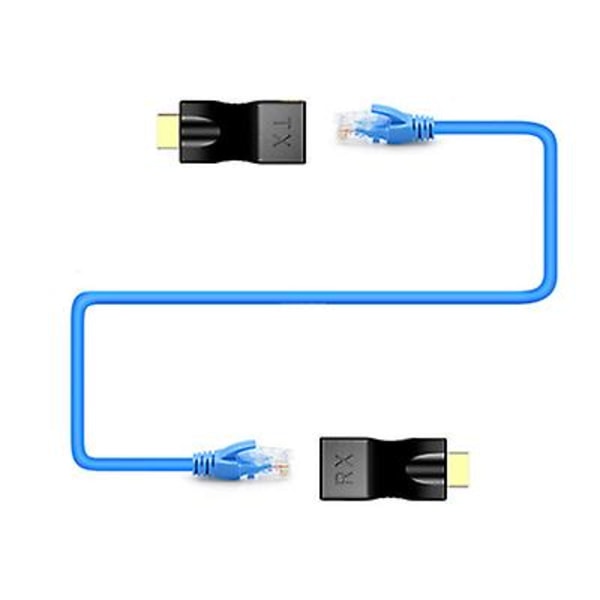 HDMI-forlenger, HDMI til rj45 signalforsterker sender, 30 meters overføringsavstand
