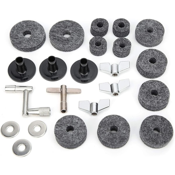 Argb Controller Ko Plysch Filt Plast Metall 23st Filtplatta Cymbal Kit Halkfri med Bas Vingmuttrar Bricka Slagverksaccessoarer (Grå) (Grå)
