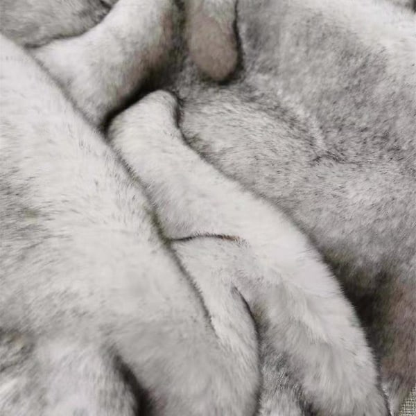 Superbløde, Fuzzy Faux Fur Plaider, Fluffy Plys Hyggelige Med Black tip on white