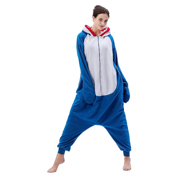 Reedca Totoro Vuxen Onesie Halloween Cosplay Kostymer Anime Pyjamas För Kvinnor Och Flickor, Knappstängning Blue Shark S