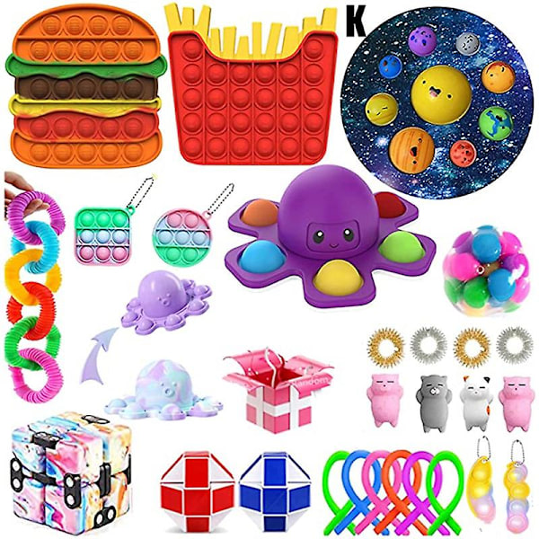 Fidget Leksaksset Sensorisk Stor Storlek Nytt Leksakspaket Trycktyp Tidig Inlärning Stress Relief Leksaker För Barn K