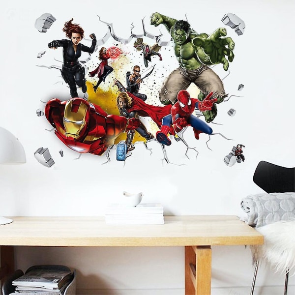 Avengers Hulk Ironman Dekorativ Tecknad Broken Wall Pvc Wall De