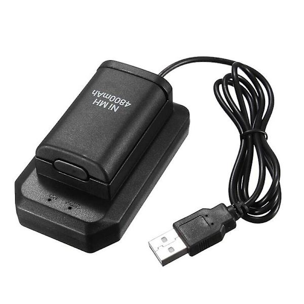 Batteriladdarpaket Kompatibelt med Xbox X Box 360 Laddningsstation Strömadapter Handkontroll Bärbar Konsol Black