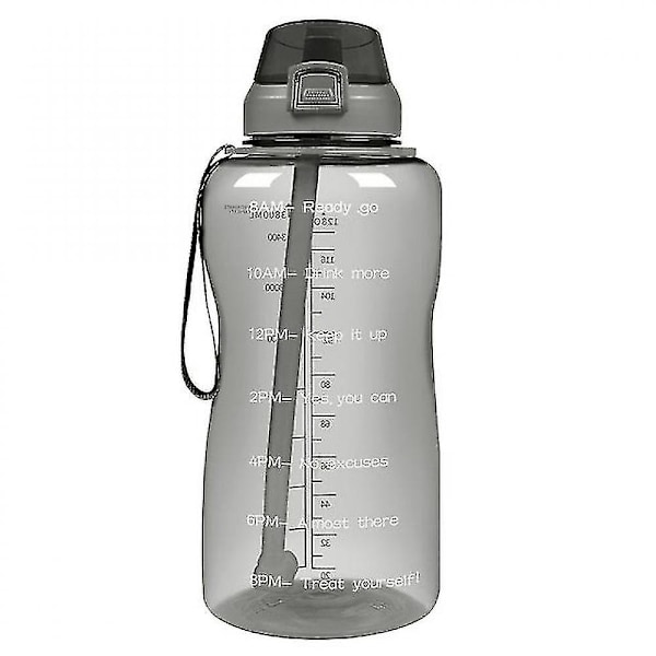 2000ml Motiverande Vattenflaska, Gym och Utomhussporter Gray