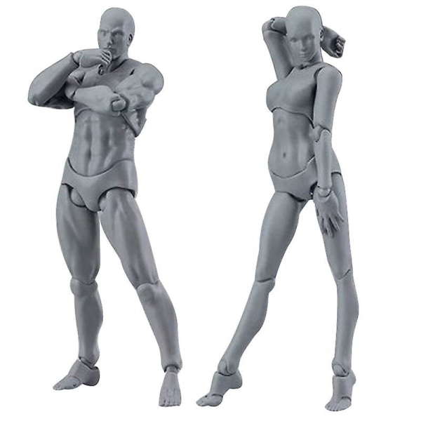 2 stk./sæt Lys Krop Chan & Kun Pvc Bevægelig Action Figur Model Til Shf Version 2.0 Gaver Grey