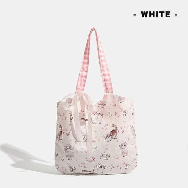 Pink Litterær Pendler Skuldertaske 30x40cm, Lærredsmateriale, Blomsterprint, 1 Styk