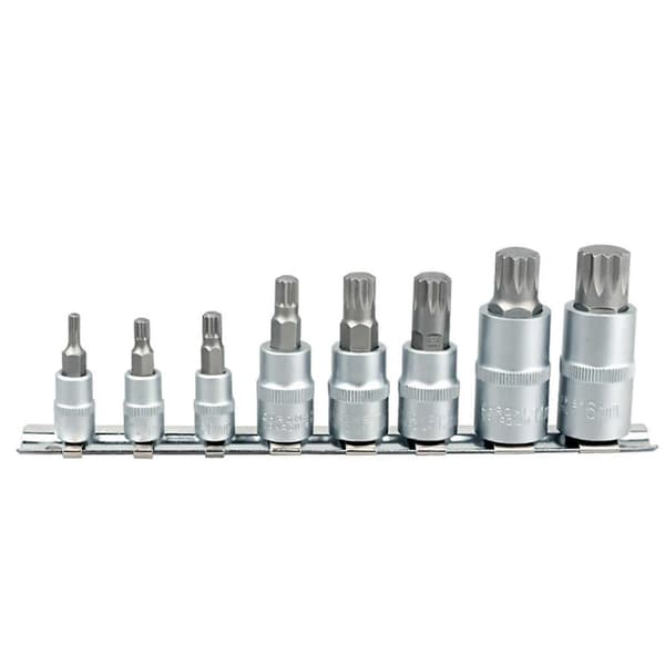 8x topnøgle skraldeskruetrækker bitssæt nøgle spline bits 1/4 ' 3/8 ' 1/2\" drev